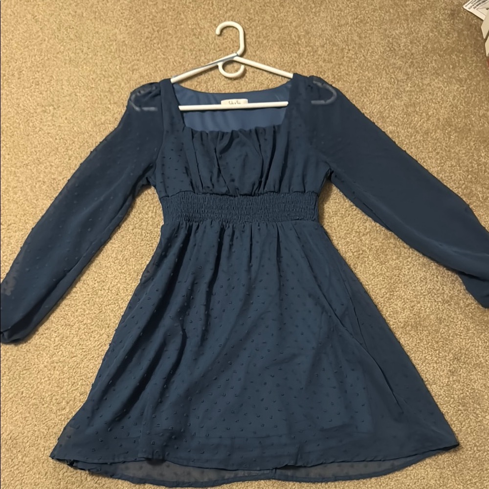Blue Long Sleeve Dress